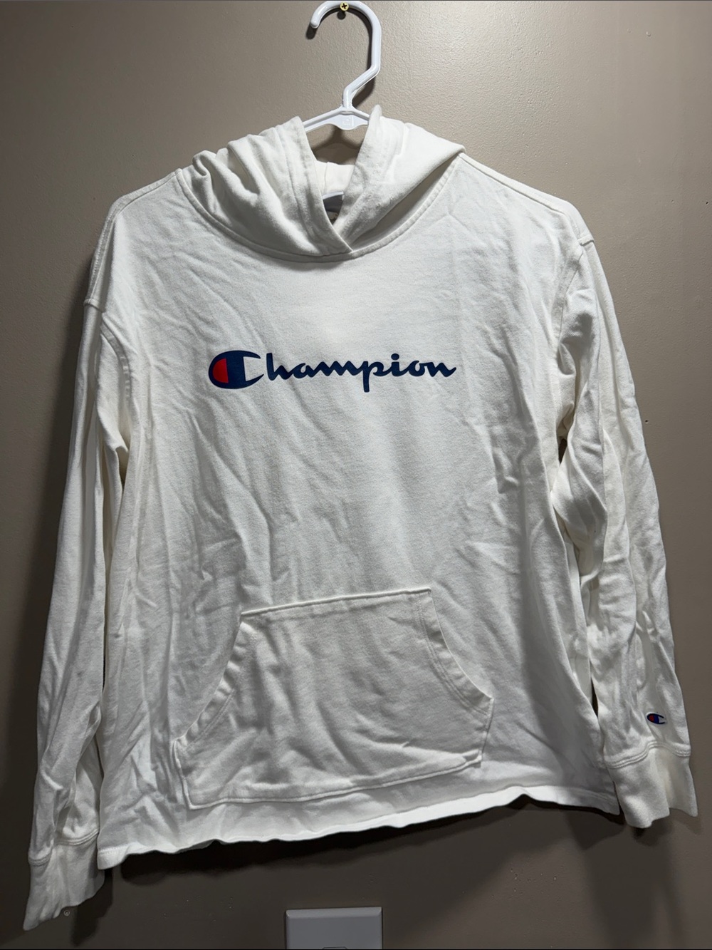 Champion White Pullover Hoodie size small